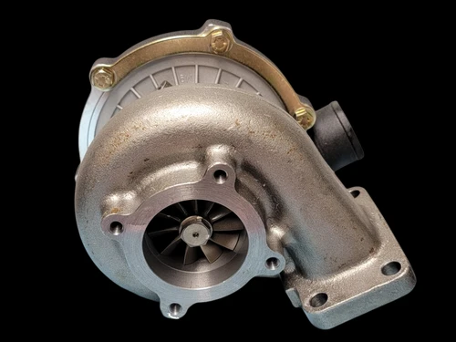 BL-5757 Turbocharger, front angle view showing compressor wheel, housing, and mounting flange holes