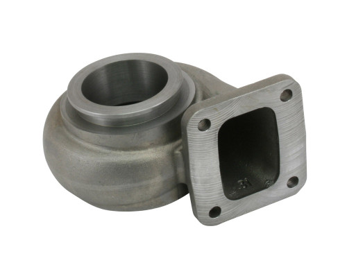 Borg Warner S200SX turbine housing, T4 flange with square bolt holes facing right, round scroll outlet on left
