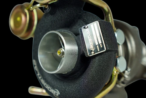 Boost Lab TD06SL2-20G turbocharger, close up front angle showing compressor inlet, wheel and housing