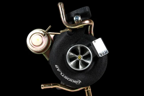 Boost Lab TD06SL2-20G turbocharger, front angle showing compressor wheel, wastegate actuator and fittings