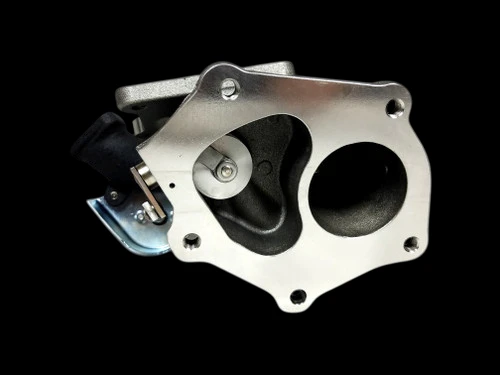 Boost Lab EVO-X TD06SL2-20G billet turbo, compressor housing flange with wastegate actuator, angled view