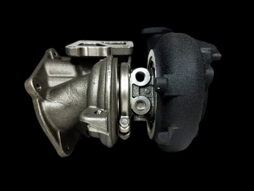 EVO-X TD06SL2-20G billet turbocharger, side view showing exhaust housing, wastegate actuator and flange