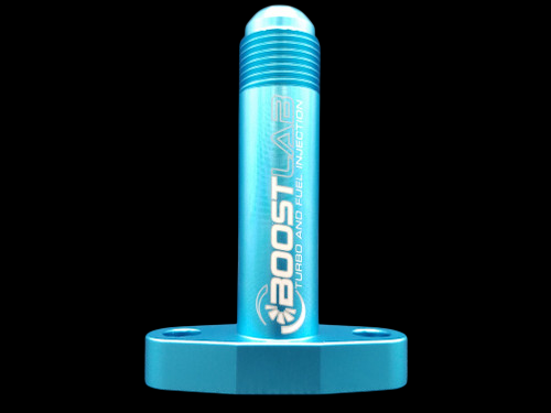 BL Billet T3/T4 Extended Turbo Oil Drain Flange (-10 AN) TEAL EDITION