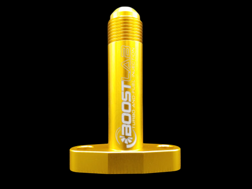 BL Billet T3/T4 Extended Turbo Oil Drain Flange (-10 AN) GOLD EDITION