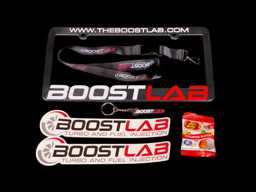 BL Promo Package with license plate frame, lanyard, two stickers, and Jelly Belly candy pack