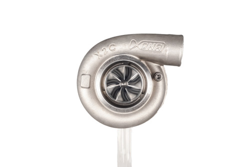 Xona XR 6157S X2C turbocharger, front view showing compressor wheel, housing and outlet flange
