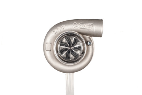Xona XR 7164S X2C turbocharger, front view showing compressor wheel, housing and inlet elbow.