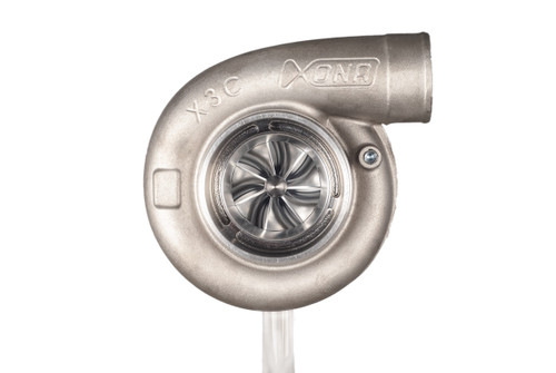 Xona XR 8269S X3C turbocharger, front view showing compressor wheel, housing and outlet flange