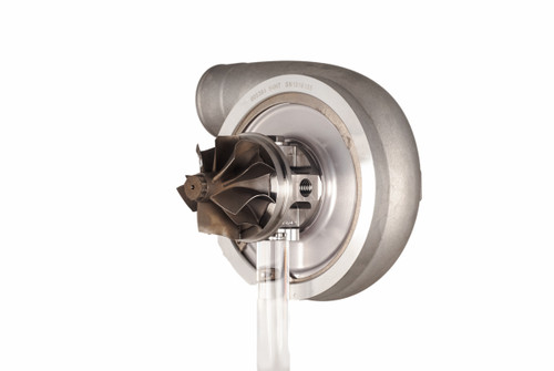 Xona XR 9569S X3C turbo, front view showing compressor wheel, housing and mounting flange