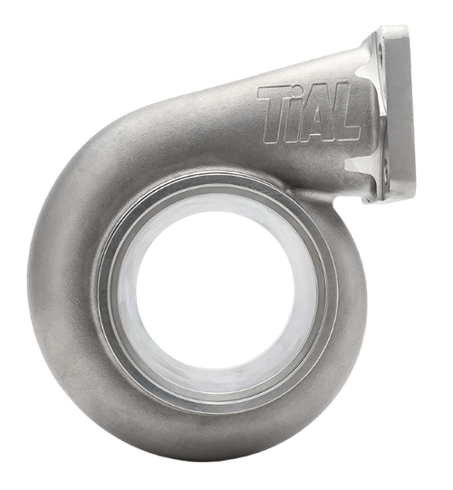Xona Rotor XR-57S T3 .82 A/R turbine housing, front view showing volute scroll and V-band outlet flange