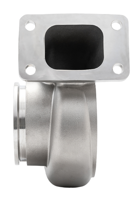 Xona Rotor XR-64S T3 .63 A/R turbine housing, side view showing T3 flange inlet and V-band outlet