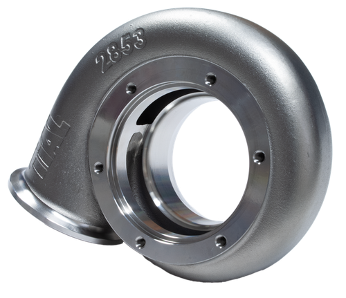 Xona Rotor XR-69S turbine housing, 1.03 A/R, TiAL V-band inlet and outlet, front angled view