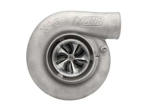 Xona XRE 6869S X4C turbocharger, front view showing compressor wheel, housing and inlet.