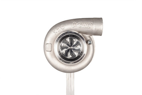 Xona Rotor 46mm ball bearing turbocharger, front angled view showing compressor wheel and housing