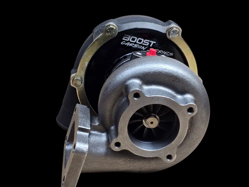 BL5757C Carbon Seal Turbocharger, front angle view showing compressor wheel, housing and mounting flange