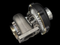 BL-5858 turbocharger, side angle showing turbine housing, compressor cover, and bolted flange gasket