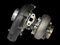 BL-5858 turbocharger, side angle showing compressor housing, turbine housing, and exhaust flange with mounting studs.