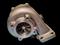 BL-5858 Turbocharger shown at an angle, compressor wheel and housing with mounting flange visible