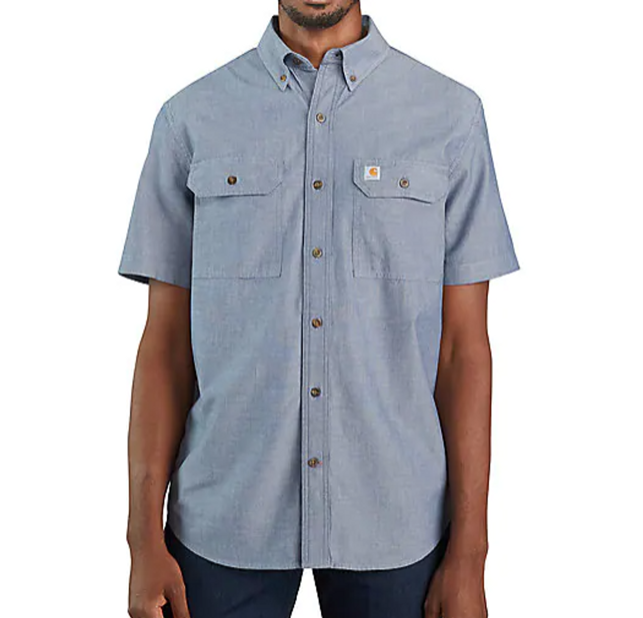 Carhartt Men's Midweight Denim Chambray Short Sleeve Button Down Work Shirt