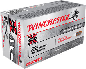 Winchester Super X 22Hornet 46gr Jacketed Hollow Point 50ct Winchester Super X 22Hornet 46gr Jacketed Hollow Point 50ct