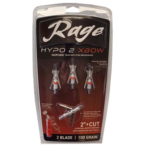 Rage Broadheads 2 Blade Hypo 2 Crossbow 2″ Expandable Cut Hypodermic 100 Grain 4 Pack