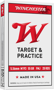 Winchester M193 5.56x45mm NATO 55gr Full Metal Jacket Lead Core 20 Rounds