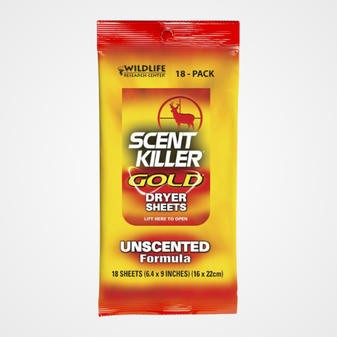 Wildlife Research Center Scent Killer Gold Unscented Dryer Sheets 18pk
