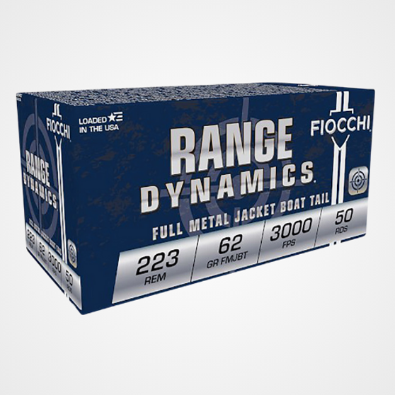 Fiocchi Range Dynamics 223Rem 62gr Full Metal Jacket Boat Tail 50 Per Box