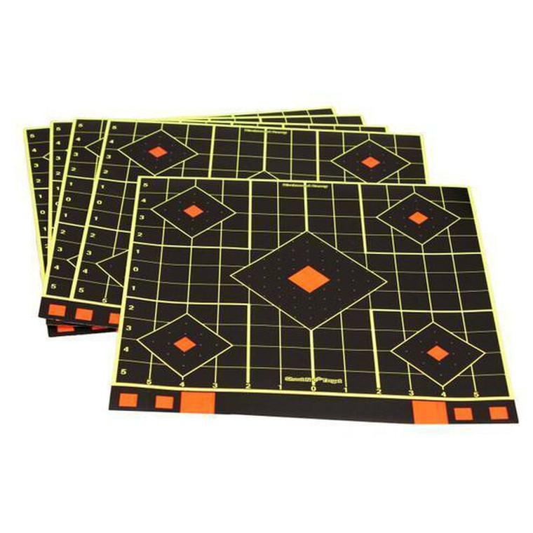 Birchwood Casey Shoot N C 12" Rifle Sight-In Self-Adhesive Targets Reactive Paper Target Indoor/ Black Neon 12 Pack