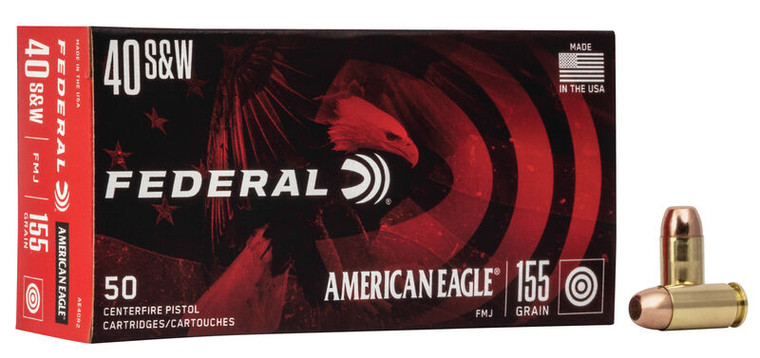 Federal American Eagle 40 S&W Full Metal Jacket 155 Grain 50 Rounds