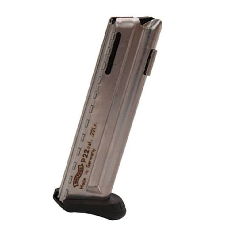 Walther, P22 Q-Style Magazine, 10 Rounds, .22 Long Rifle, Stainless