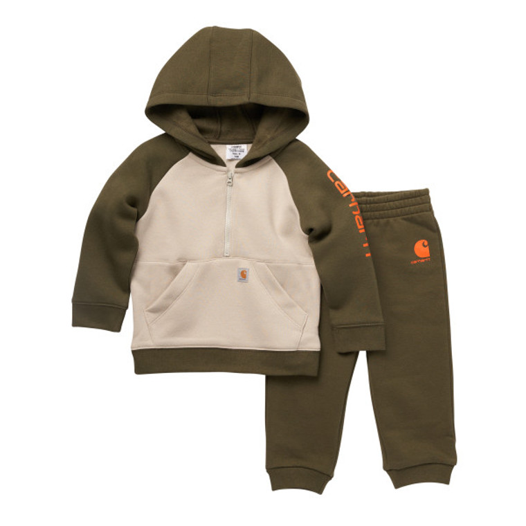 Carhartt Kids Infant Half-Zip Fleece Hoodie & Sweatpant Set Ivy Green