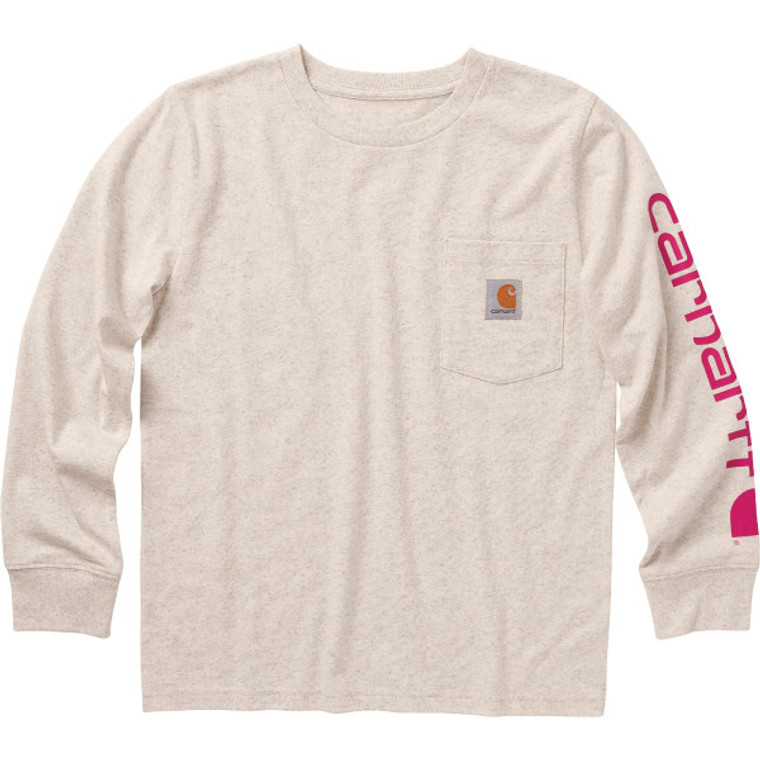 Carhartt Kids Pink Long-Sleeve Graphic Pocket T-Shirt