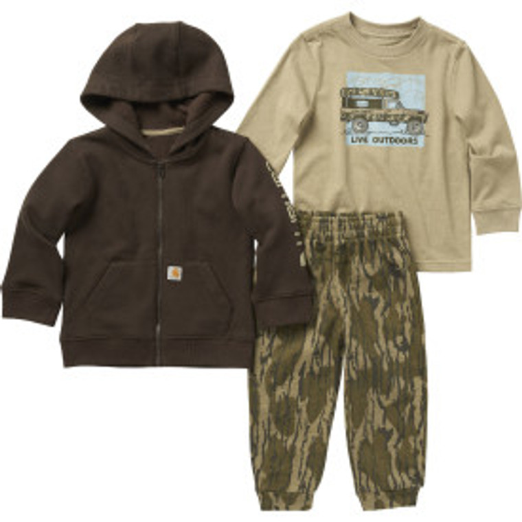 Carhartt Kids Long-Sleeve Graphic T-Shirt, Fleece Jacket and Canvas Pant 3pc Set