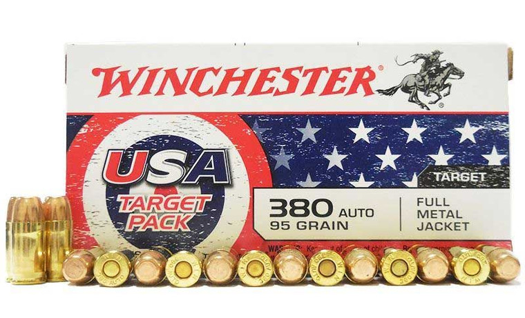 Winchester 380 AUTO FMJ 95gr USA Target Pack 50 Rounds