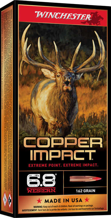 Winchester Ammo Copper Impact 6.8 Western 162 gr  Extreme Point Lead-Free 20 Rounds