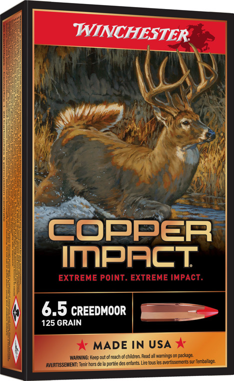 Winchester Ammo  Copper Impact 6.5 Creedmoor 125 grain Copper Extreme Point Lead-Free 20 Rounds