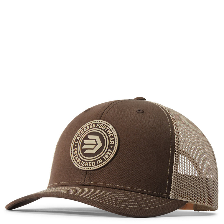 Lacrosse Brown Rubber Patch Trucker Hat