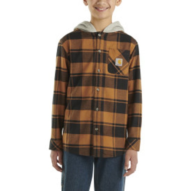 Carhartt Kids Long Sleeve Flannel Button-Front Hooded Shirt