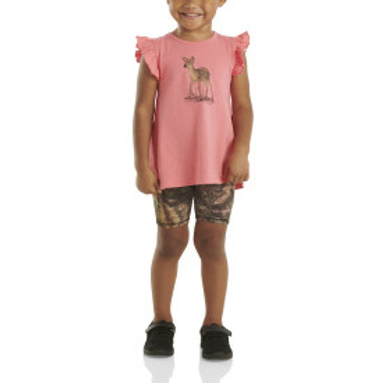 Carhartt Kids Short Sleeve Deer Shirt & Camo Biker Shorts Set