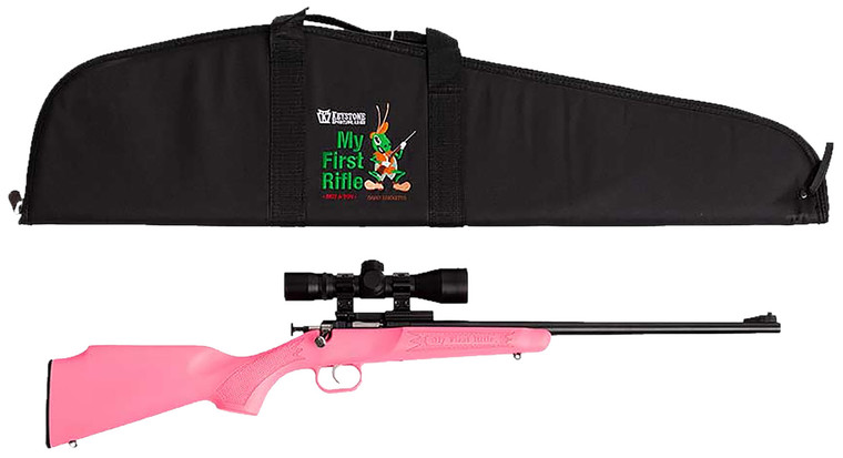 Crickett KSA2220BSC Youth Package 22 LR 16.12 Blued Barrel  Receiver Pink Synthetic Stock w11.5 LOP Rebounding Firing Pin Safety Includes 4x32 Scope KSA301 Scope Mount Kit  Soft Rifle Case