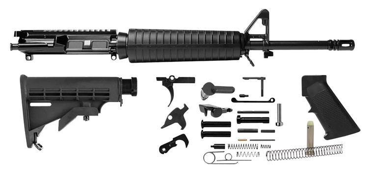 DelTon Inc RKT104 Heavy MidLength Rifle Kit  5.56x45mm NATO 16 Chrome Moly Vanadium Barrel 7075T6 Anodized Aluminum Rec with A2 Flash Hider