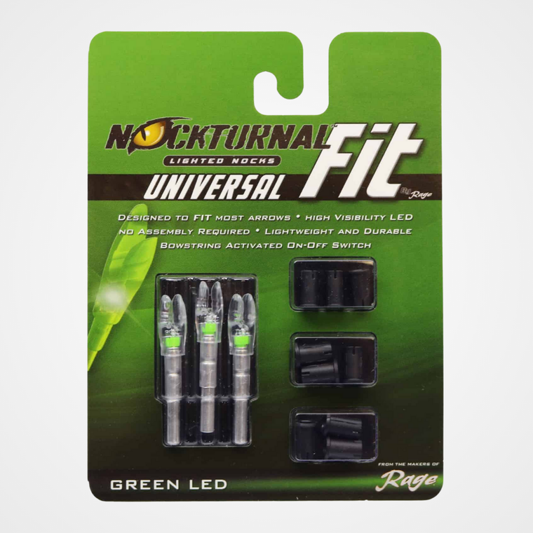 Nockturnal FIT Universal Size Green Lighted Nock 3Pk