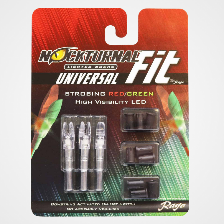 Nockturnal Lighted Nocks FIT Universal Size Strobing Red & Green Lighted Nock 3Pk
