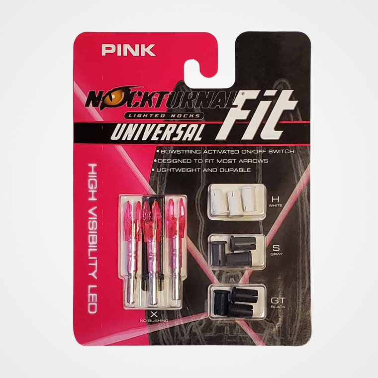Nockturnal Fit Universal Size Pink Lighted Nock 3Pk