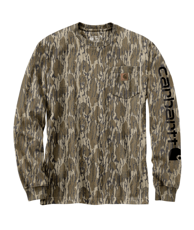 Carhartt Loose Fit Heavyweight Long-Sleeve Pocket Camo Logo Graphic T-Shirt