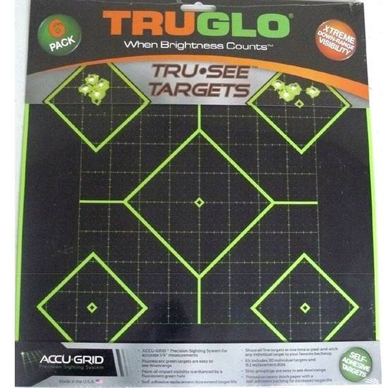 Tru Glo Tru See Splatter Target 5 Diamond Paper Target 12"X12" 6 Pack