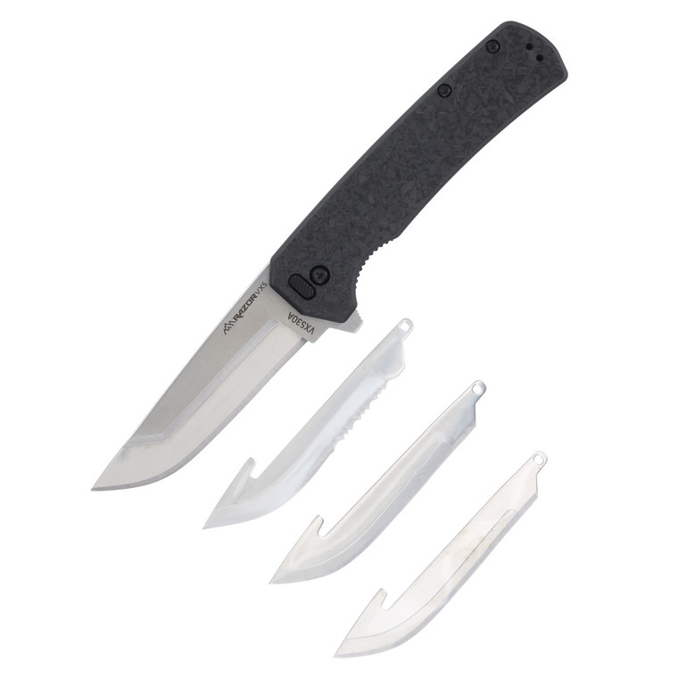 Outdoor Edge VX5 Spring-Assisted, Replaceable Blade Folding Knife (Carbon Fiber)