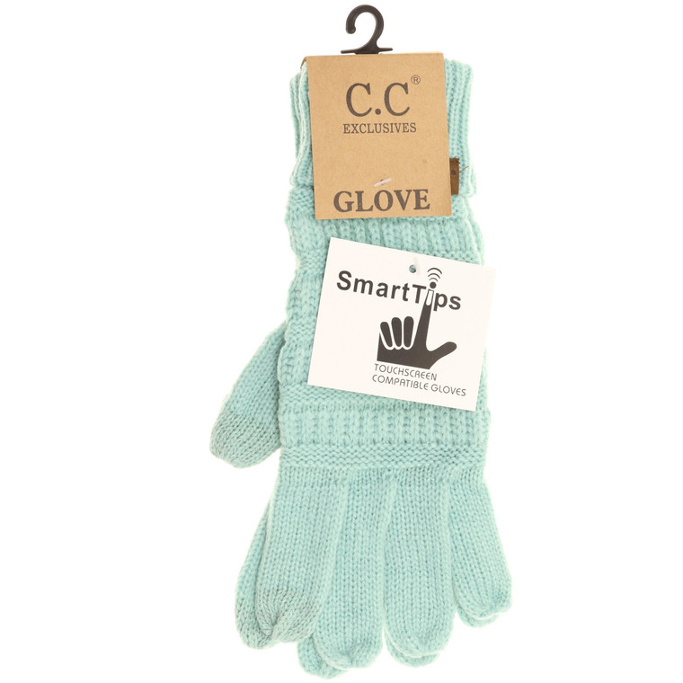 CC Beanie Solid Cable Knit Gloves