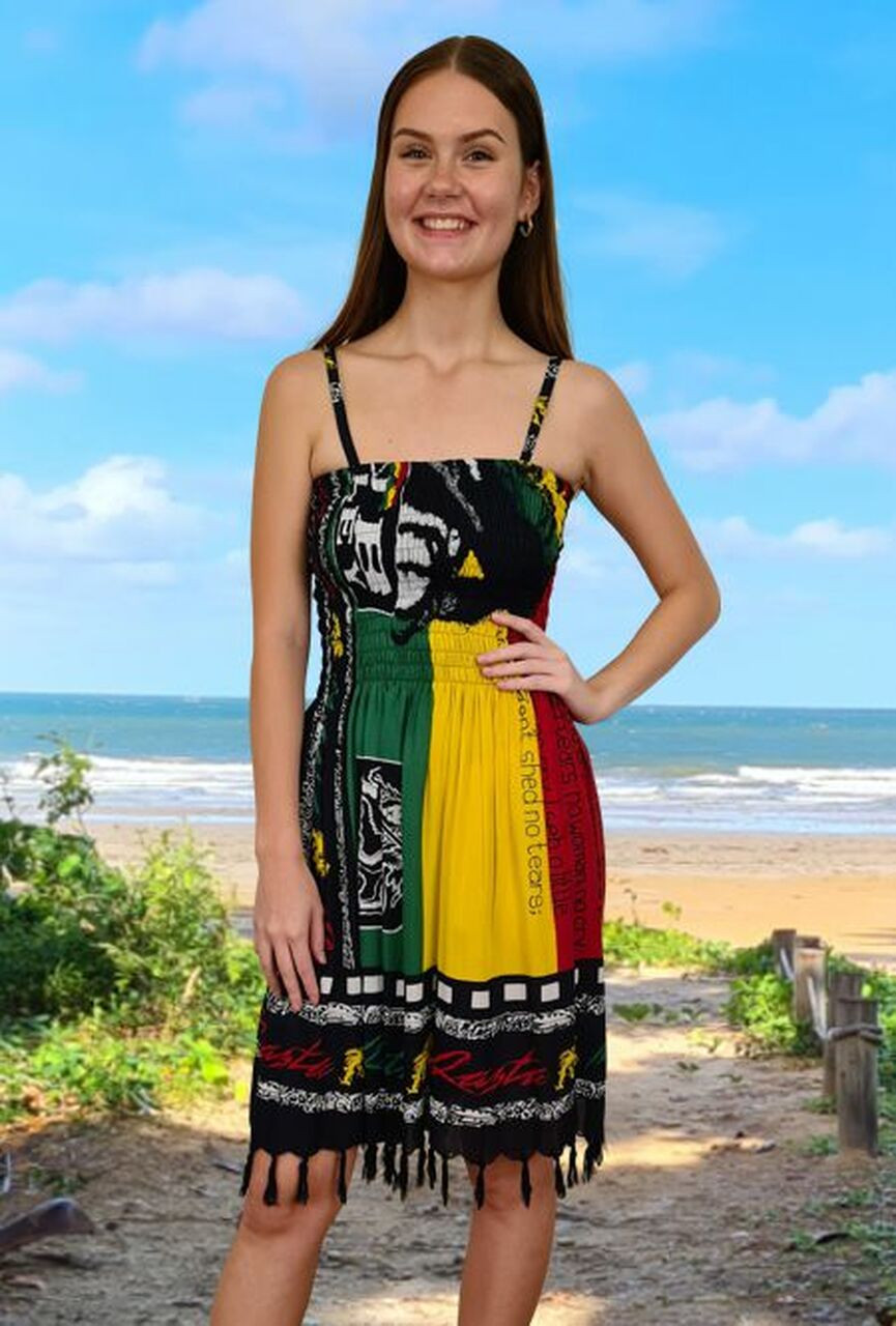 Anna Rasta Reggae Shirring Dress